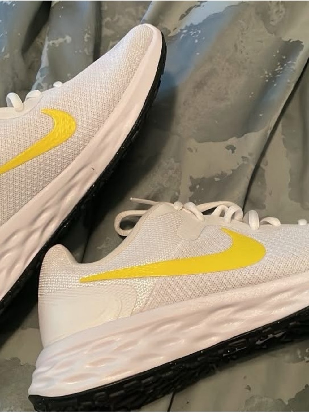 Nike White Women's Athletic Sneakers with Yellow Swoosh